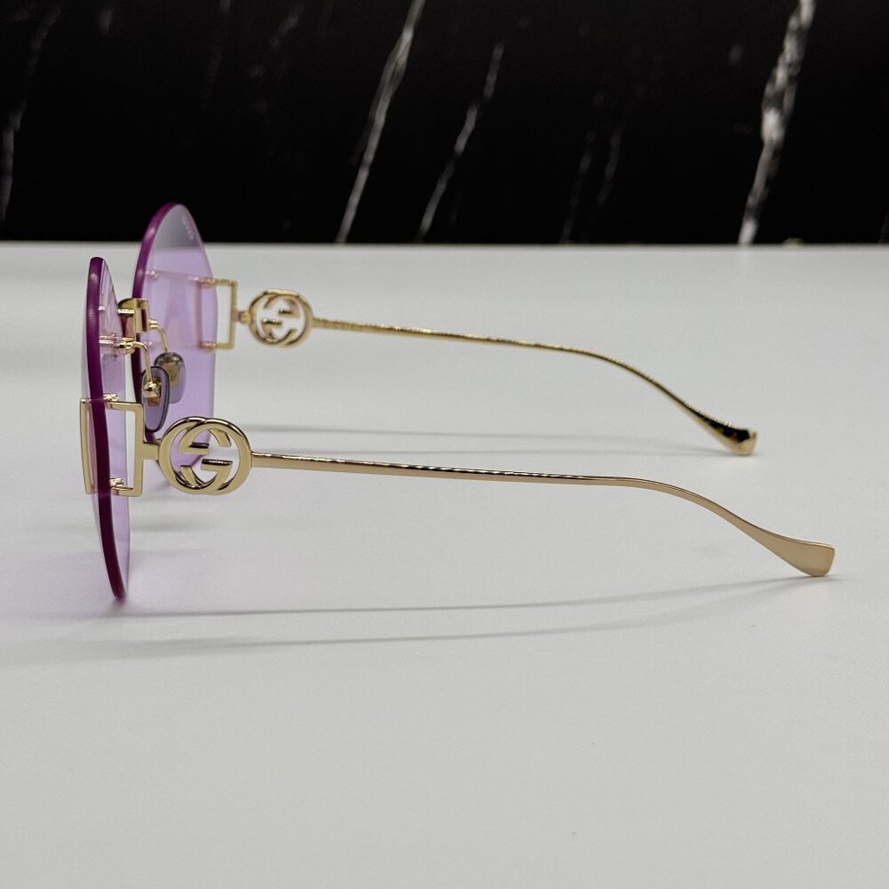 NEW GUCCI GG1203S 001 WITH GOLD CHAIN GUCCI SUNGLASSES - Picture 8 of 13